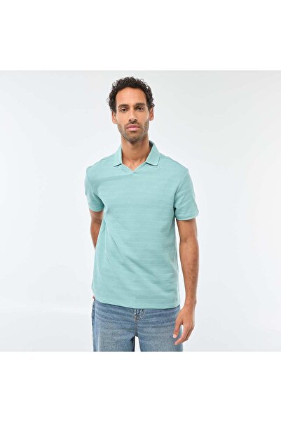 KIABI Short-Sleeved Cotton Piqué Polo Shirt BLUE