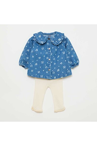 KIABI طقم بلوزة جينز + بنطال ضيق - قطعتان - أزرق