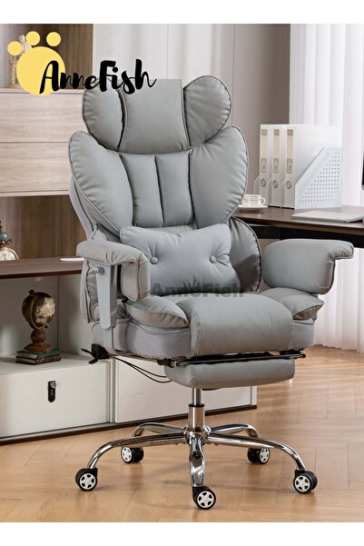 AnneFish كرسي مكتب مريح مع مسند للقدمين، مكتب دوار تنفيذي، كرسي ألعاب كمبيوتر...