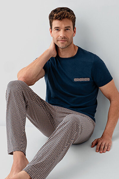 Arnetta Costum de pijama pentru bărbați bleumarin
