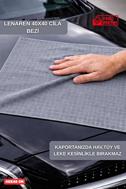 Lenaren Cila Bezi 40x40 cm – Seramik Wax & Hızlı Cila Uyumlu Mikrofiber
