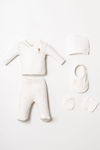 U.S. Polo Assn. Baby Girl White Hospital Release Set of 5