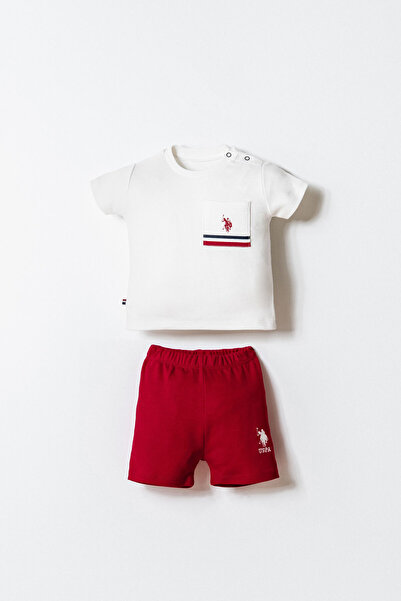 U.S. Polo Assn. طقم شورت أبيض للأولاد الرضع