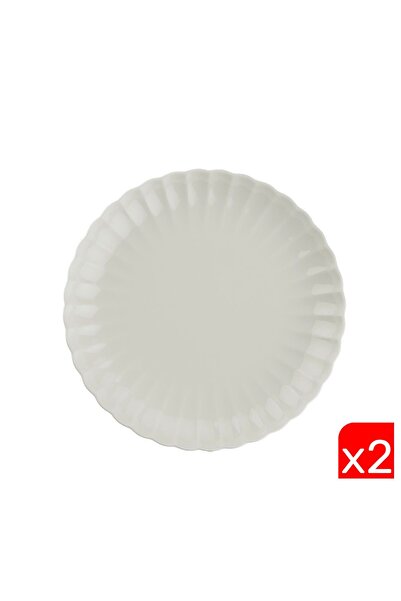 Kütahya Porselen Bone Luz Cream Pasta Plate 21cm 2 Pieces
