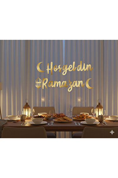 Acar Süs Hoşgeldin Ramazan Yazılı Gold Kaligrafi Banner(250x20)