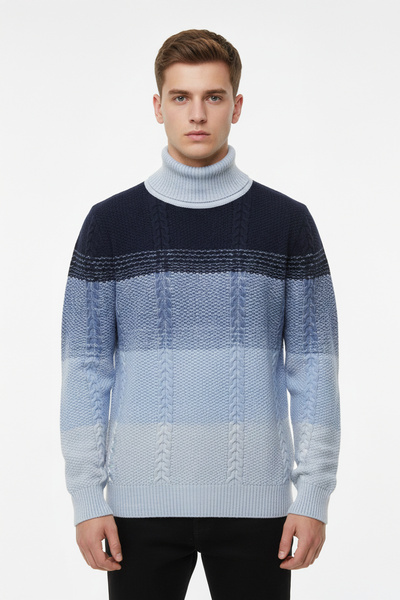 Pulltonic Pulover pentru bărbați cu gât bloc de culoare