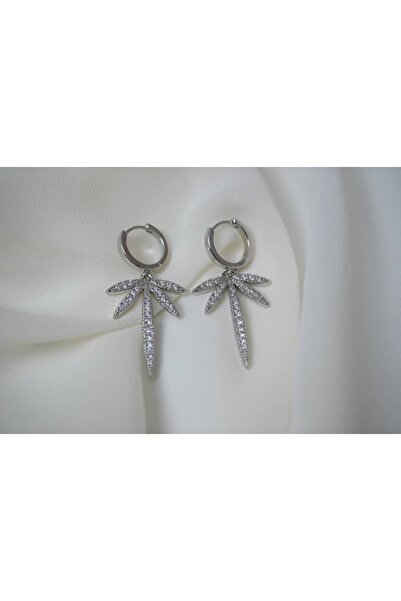 ATELİER TUĞBA Kp175 Ring Earrings with Beam Detail Silver (Length 40 mm)