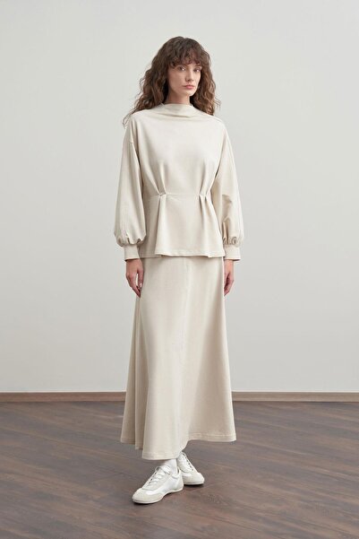 ALLDAY Stone-Soft Textured Pleated Detailed Skirt Suit