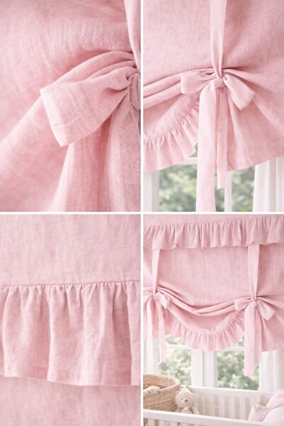 shules collection PERDELE DE FOND RETRO DIN LACĂT ROZ CU DETALII DE LEGATURĂ ...