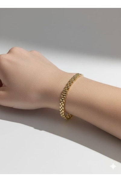 AKFECAN Steel Gold Color Women's Straw Weave Bracelet