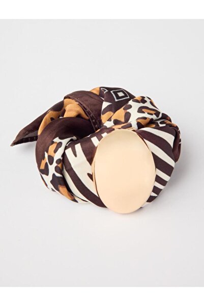 Jimmy Key Turuncu Oval Metal Figürlü Eşarp Kolye