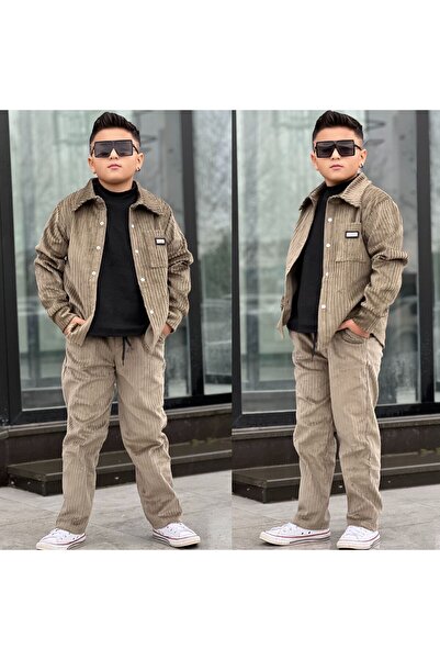 muzur r kids muzur r kids Erkek Çocuk Mevsimlik Fitilli Kadife Gömlek - Panto...