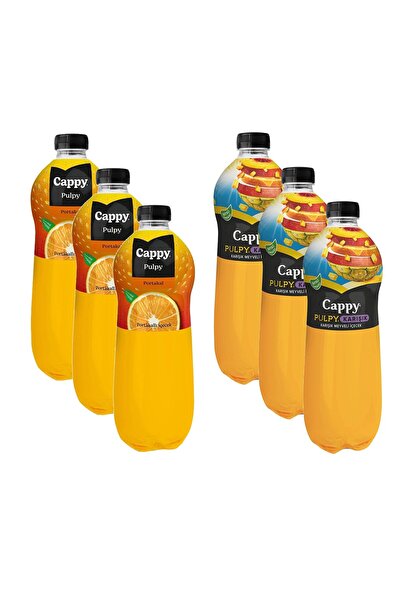 Cappy Pulpy 1 lt Portakal ve Karışık 6 lı Karma Paket