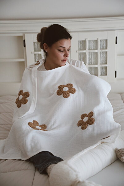 dery baby TAŞIMAK SİHİRDİR Dery Baby Four-Layer Muslin Teddy Brown Daisy Brea...