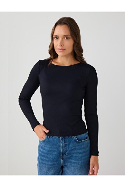 Jimmy Key Чорна облягаюча блузка з круглим вирізом