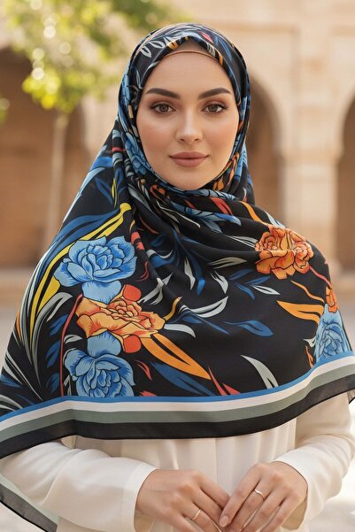 TOFİSA Серія Floral Essence Бавовняний шарф Синій - 28111-MAVI