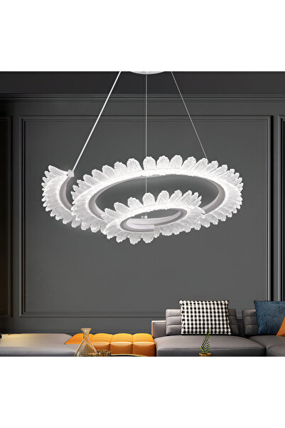 iTin LED Chandelier LT188WH, Crystal and Metal, 40W, Dimmable, Adjustable Hei...