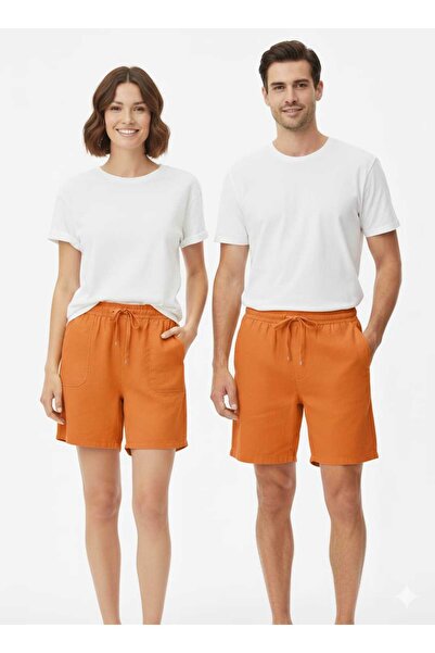 BK Unisex 100% Cotton Linen Elastic Waist Cooling Comfortable Shorts with Poc...