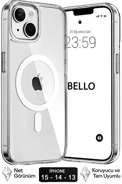 Tech&bello accessories iPhone 15 - 14 - 13 Compatible Transparent Case Magsaf...