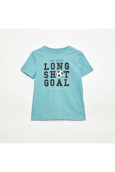 KIABI تي شيرت مطبوع بأكمام قصيرة باللون الأزرق