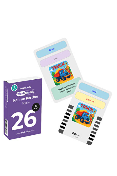 Bigibuddy WordsBuddy Taşıtlar Çocuklar İçin Türkçe İngilizce Kelime Kartları ...