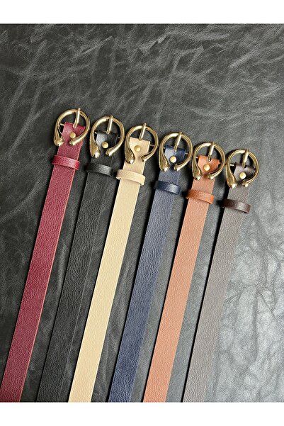 LİA KEMER 6-Piece Impress Half-Ring Patterned Women's Gold Buckle Belt Jacket...