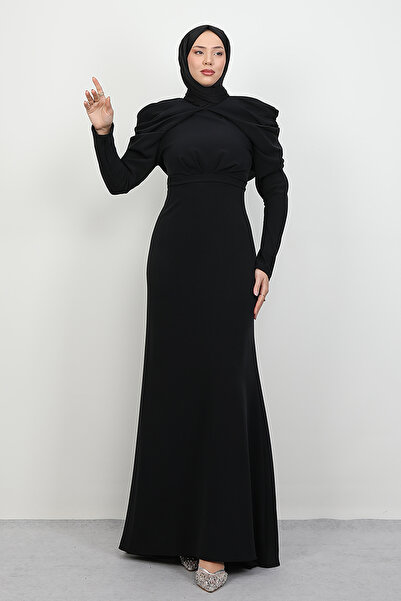 Lamia Giyim Elena Omuz Detay Abiye Siyah