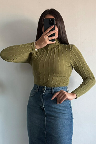 CİDDE Bluză guler ridicat Textured Twist din material subțire pentru femei