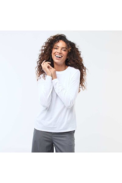 KIABI Long-Sleeve Crew Neck T-Shirt WHITE