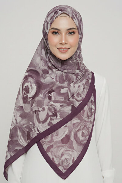 TOFİSA Flower Garden Series Cotton Shawl Plum - 28090-Murdum