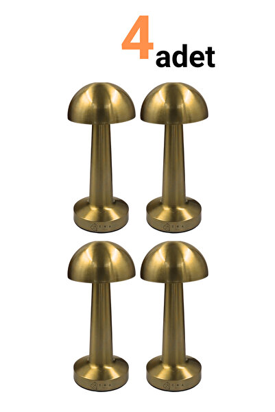 Ema Dükkan 4 ADET Gold Mantar Masa Lambası Şarjlı Dokunmatik Dimlenebilir 3 I...