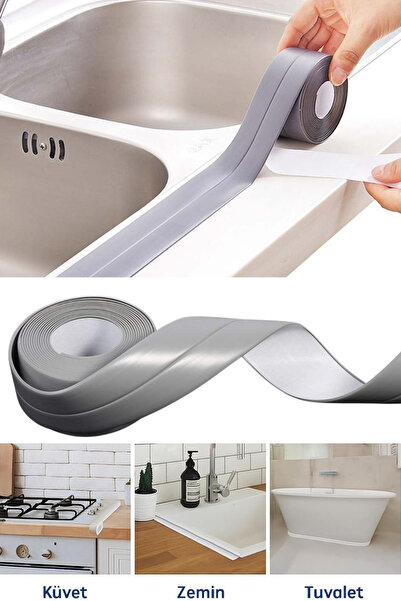 Privo Gri Su Sızdırmaz Lavabo Kenar Bandı 3,2 Metre Kendinden Yapışkanlı İzol...