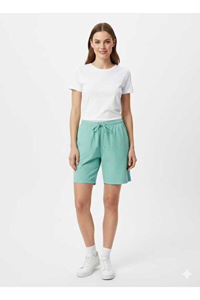 BK Unisex 100% Cotton Linen Elastic Waist Cooling Comfortable Shorts with Poc...