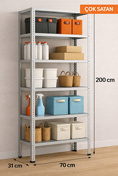 PSS PROFESSİONAL STORAGE SYSTEMS 6 Katlı Elektrostatik Toz Boya Çelik Raf - D...