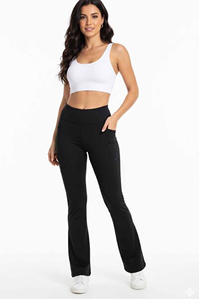 VYNOR Women's Black High Waist Shaping / Sculpting Flared Sports Leggings Pan...