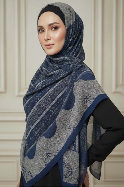 TOFİSA The Mystic Ethnica Series Cotton Shawl Navy Blue - 28110-Navy Blue