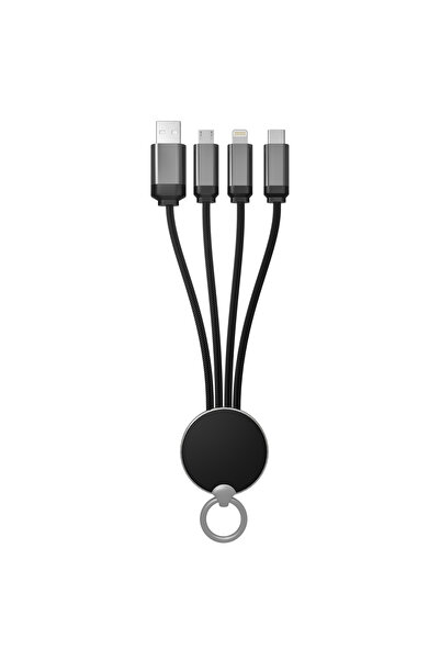S-LINK SL-CP110 20cm 2A MicroUSB+Lightning+TypeC 3 in 1 LED Logolu Şarj Kablosu