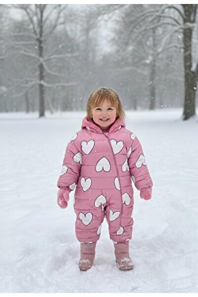 mayakids KALP DESENLİ PEMBE İÇ KISMI PELUŞ ASTRONOT KIZ ÇOCUK MONT