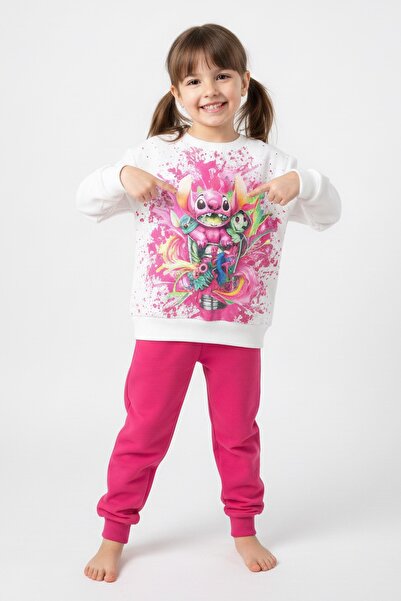 TOFİSA Детски пижамен комплект за момичета с фуксия принт - 28096-FUSYA