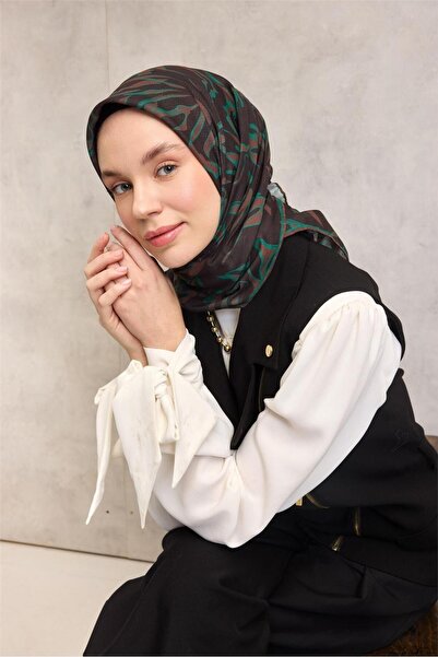 Silk Home Eșarfă moale din bumbac și poliester, neagră, cu model abstract, re...