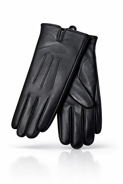 Külah Women's Wool Lined Genuine Leather Gloves - Black
