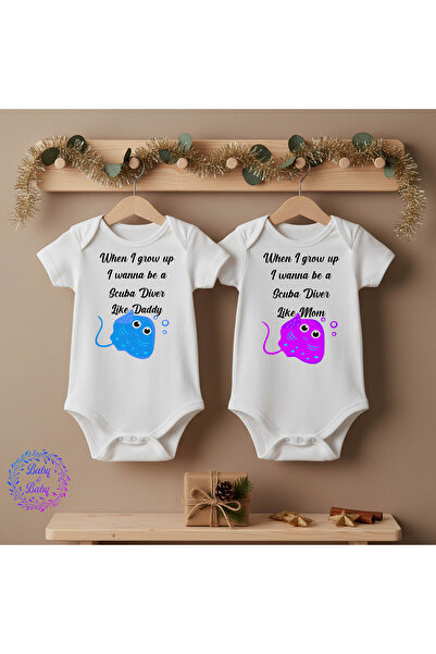 Baby&Baby When I Grow Up, I Want to Be a Diver Like My Mom and Dad. Cotton Sh...