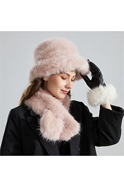 stravis Beige Kalpak Hat and Inner Neck Collar Set of 2