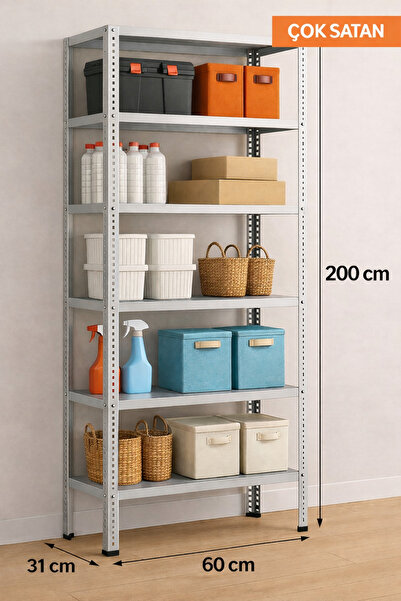 PSS PROFESSİONAL STORAGE SYSTEMS 6 Katlı Elektrostatik Toz Boya Çelik Raf - D...