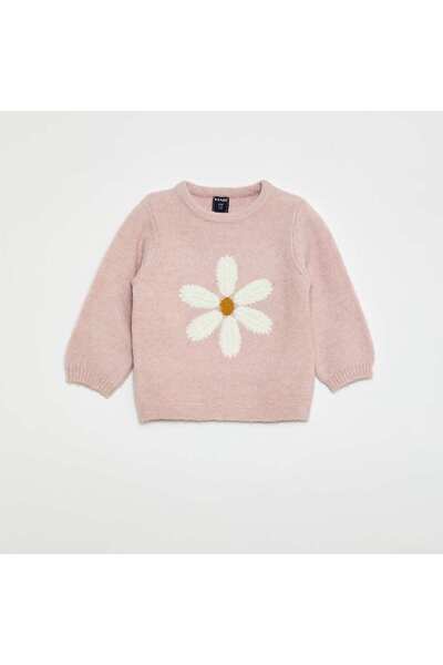 KIABI كنزة صوفية محبوكة ومطرزة باللون الوردي