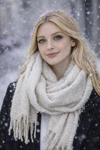 Axesoire 15405 Ekru Simli Buklet Şal Atkı