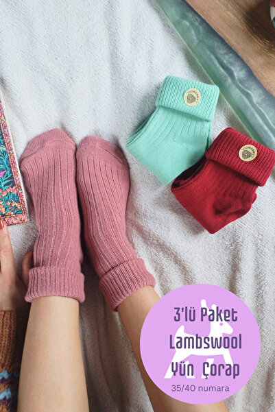 Corapcin 3 Pack Lambswool Wool Winter Women's Socks-35/40