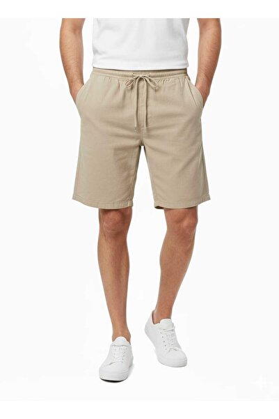 BK Unisex 100% Cotton Linen Elastic Waist Cooling Comfortable Shorts with Poc...