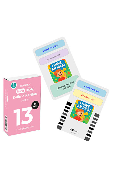 Bigibuddy WordsBuddy Türkçe İngilizce Kelime Kartları Jestler 30 Kart Çocukla...