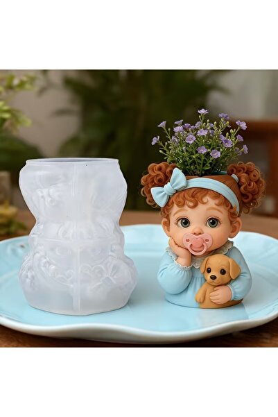 AnkaHobiMarket Sevimli Kıvırcık Saçlı Kız Silikon Kalıp (S986)